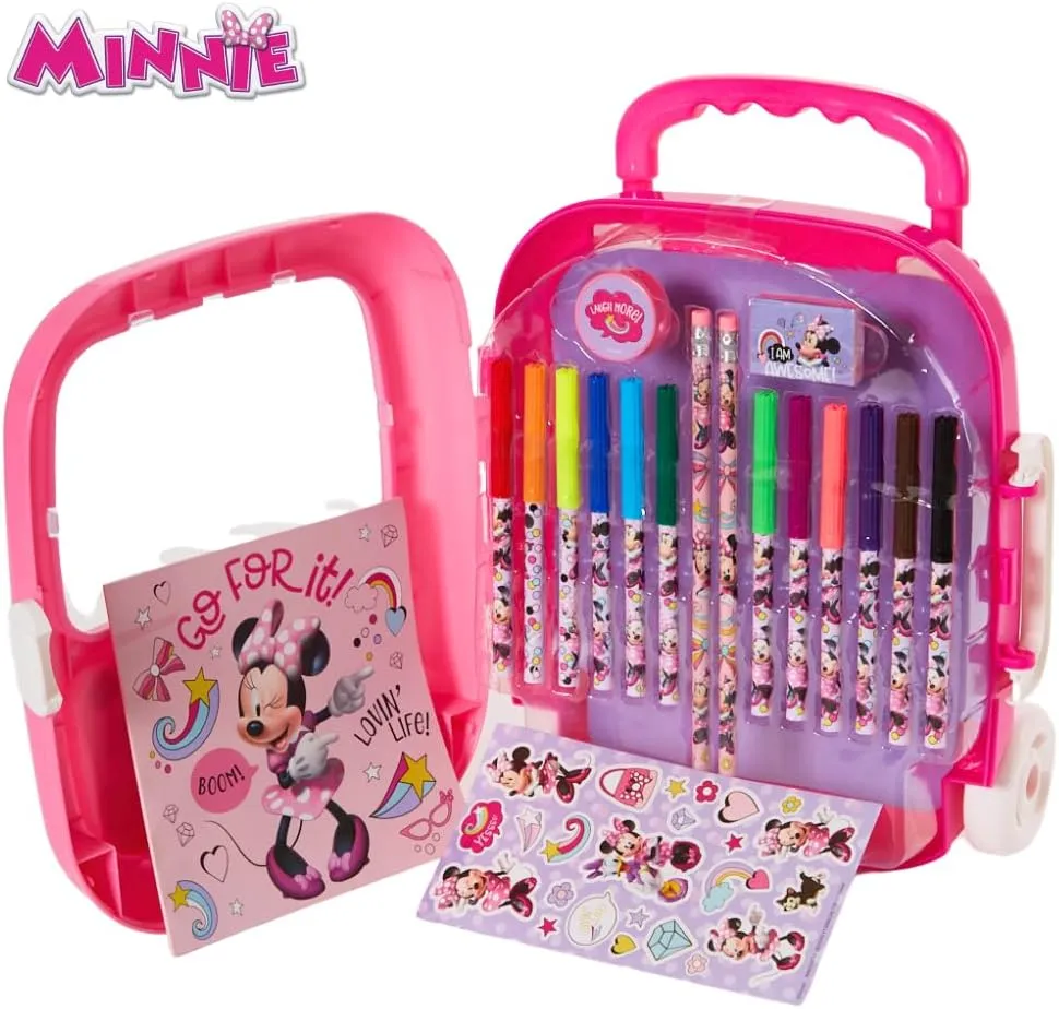 Innovative Designs Disney Minnie Mouse Color and Roll Activity Set with Carrying Case, Stickers, & Art Supplies