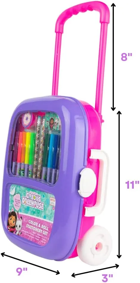 Innovative Designs Gabby’s Dollhouse Color and Roll Activity Set with Carrying Case, Stickers, & Art Supplies