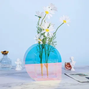 Iridescent Acrylic Flower Vase Modern 6.3 Inch Mini Flowers Vase Decor for Hotel Wedding Make-up Brushes Organizer Pencils Holder Home Office