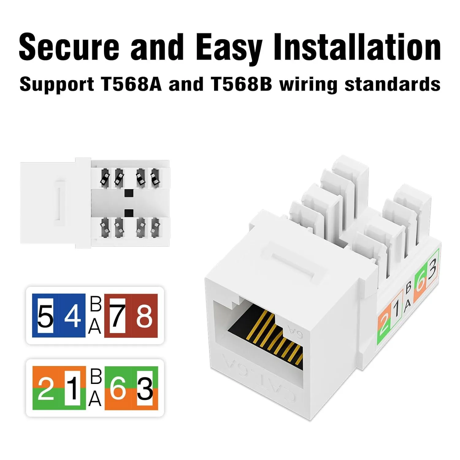 iwillink 10Gbps Cat6A Keystone Jack 25-Pack, RJ45 Keystone Jacks 90-Degree, Ethernet Keystone Jacks with Keystone Punch-Down Stand, White