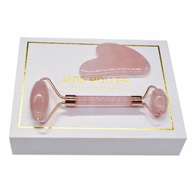 Jade Roller & Gua Sha Set Face Roller and Gua Sha Facial Tools for Skin Care Routine and Puffiness Pink