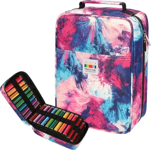 JAKAGO 274 Slots Colored Pencil Case Large Capacity Pen Holder for Artist Painter Zipper Organizer Bag for Marker Highlighter Storage Case for Office Sketch Travel Supplies(Fireworks)