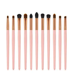 JSEIAJB 11 x makeup brush eye set eye shadow eyebrow brush wood handle powder gold makeup tool