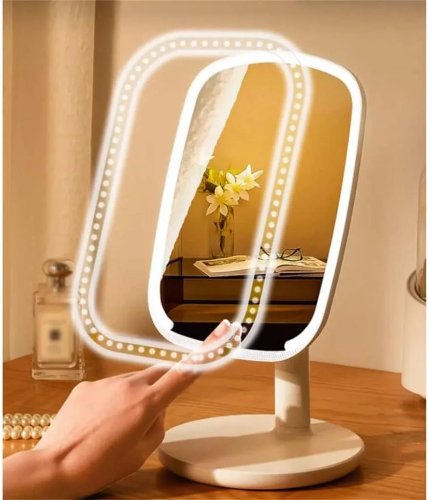 JSEIAJB LED Illuminated Makeup Mirrors Desktop Student Makeup Mirrors Desktop Fill Light Mirrors Portable Beauty Mirrors