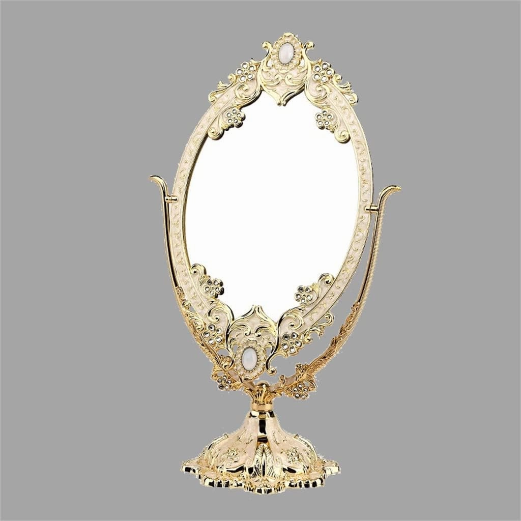 JSEIAJB European Metal Mirrors Desktop Large Double-Sided Makeup Mirrors Retro Princess Mirrors