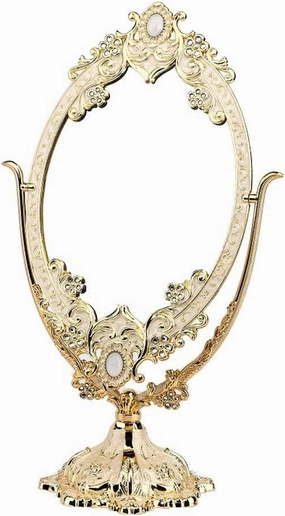 JSEIAJB European Metal Mirrors Desktop Large Double-Sided Makeup Mirrors Retro Princess Mirrors