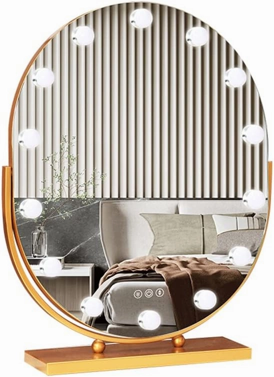 JSEIAJB Mirrors Makeup Mirrors Desktop LED Light Desktop Intelligent Bedroom Home Dressing Table Beauty Mirrors(A14)