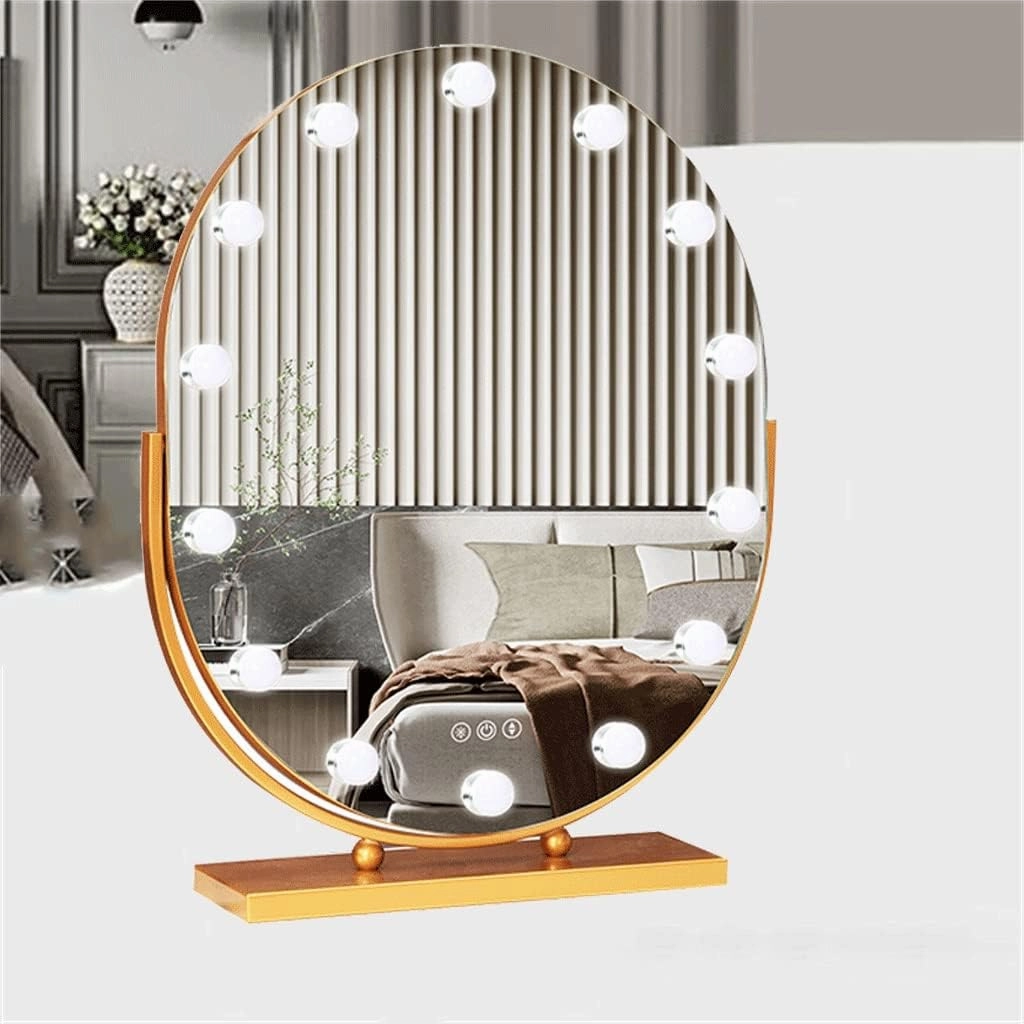 JSEIAJB Mirrors Makeup Mirrors Desktop LED Light Desktop Intelligent Bedroom Home Dressing Table Beauty Mirrors(A14)