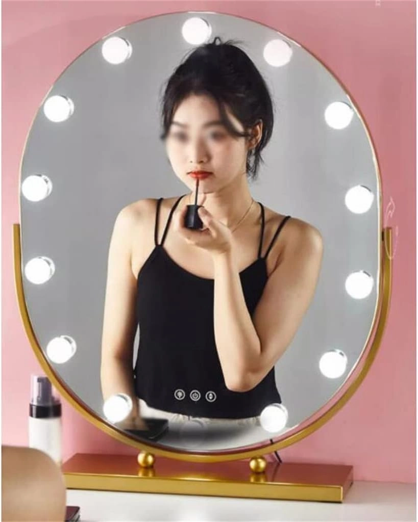 JSEIAJB Mirrors Makeup Mirrors Desktop LED Light Desktop Intelligent Bedroom Home Dressing Table Beauty Mirrors(A14)