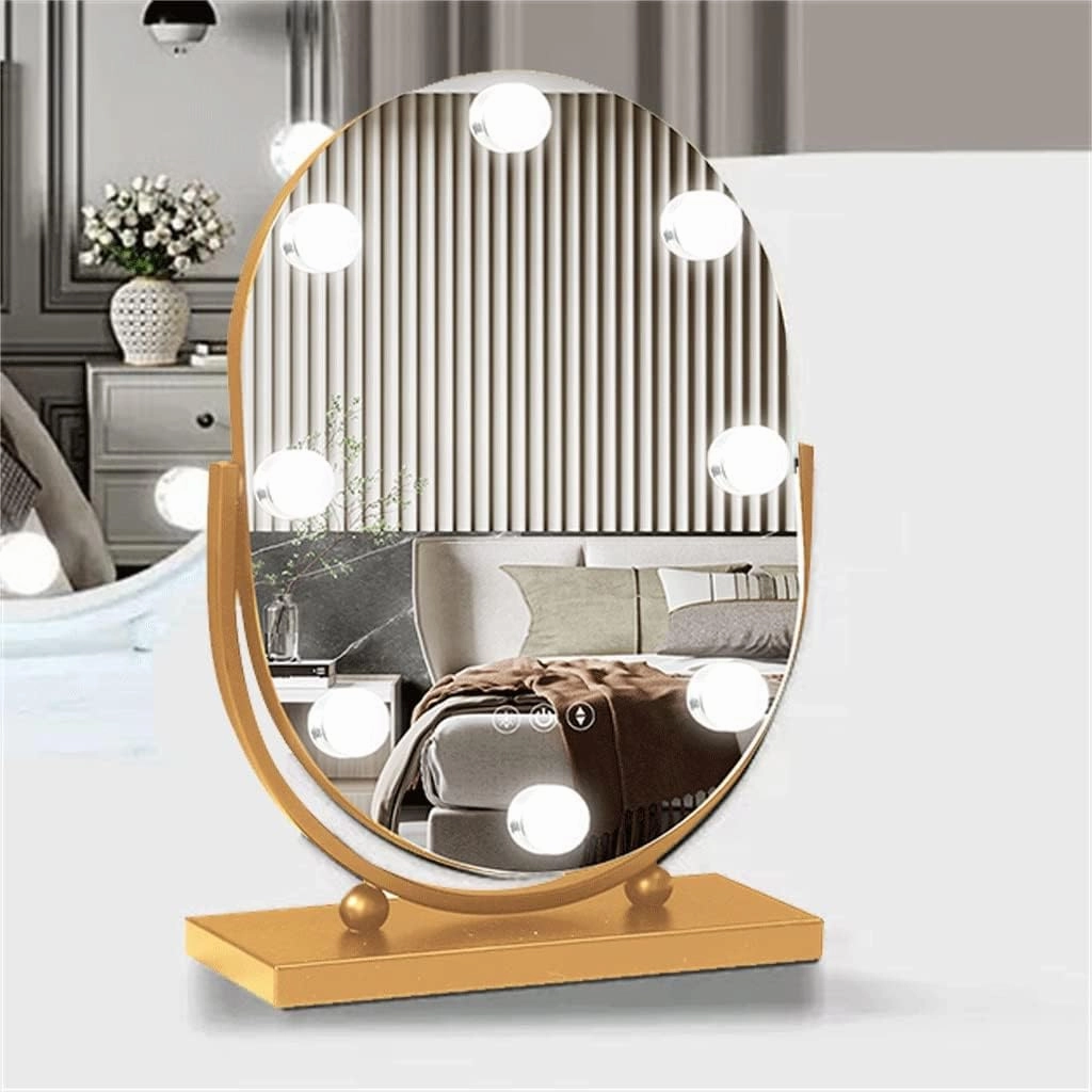 JSEIAJB Online Celebrity Mirrors Makeup Mirrors Desktop LED Light Desktop Intelligent Bedroom Home Dressing Table Beauty Mirrors(D)