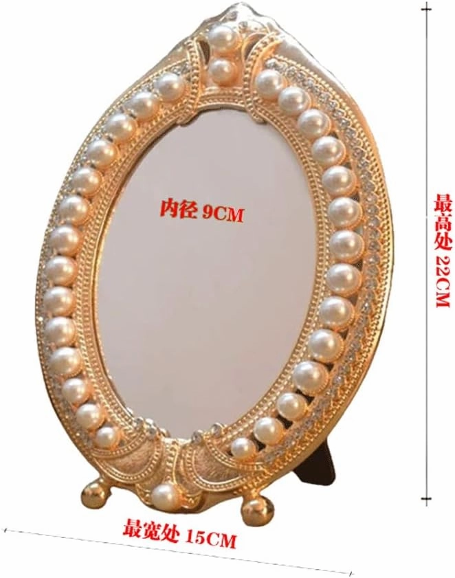 JSEIAJB Pearl Silver Mirrors Desktop Dressing Mirrors Makeup Mirrors European Table Mirrors Wedding Table Cabinet Mirrors