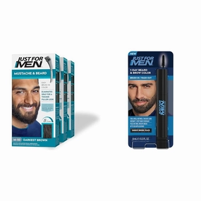 Just For Men Mustache & Beard, Darkest Brown, M-50, Pack of 3   Just for Men 1-Day Beard & Brow Color, Temporary Color for Beard and Eyebrows, Up to 30 Applications, Darkest Brown/Black