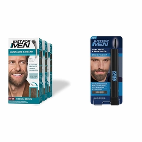 Just For Men Mustache & Beard,Medium Brown, M-35, Pack of 3   Just for Men 1-Day Beard & Brow Color, Temporary Color for Beard and Eyebrows, Up to 30 Applications, Medium Brown