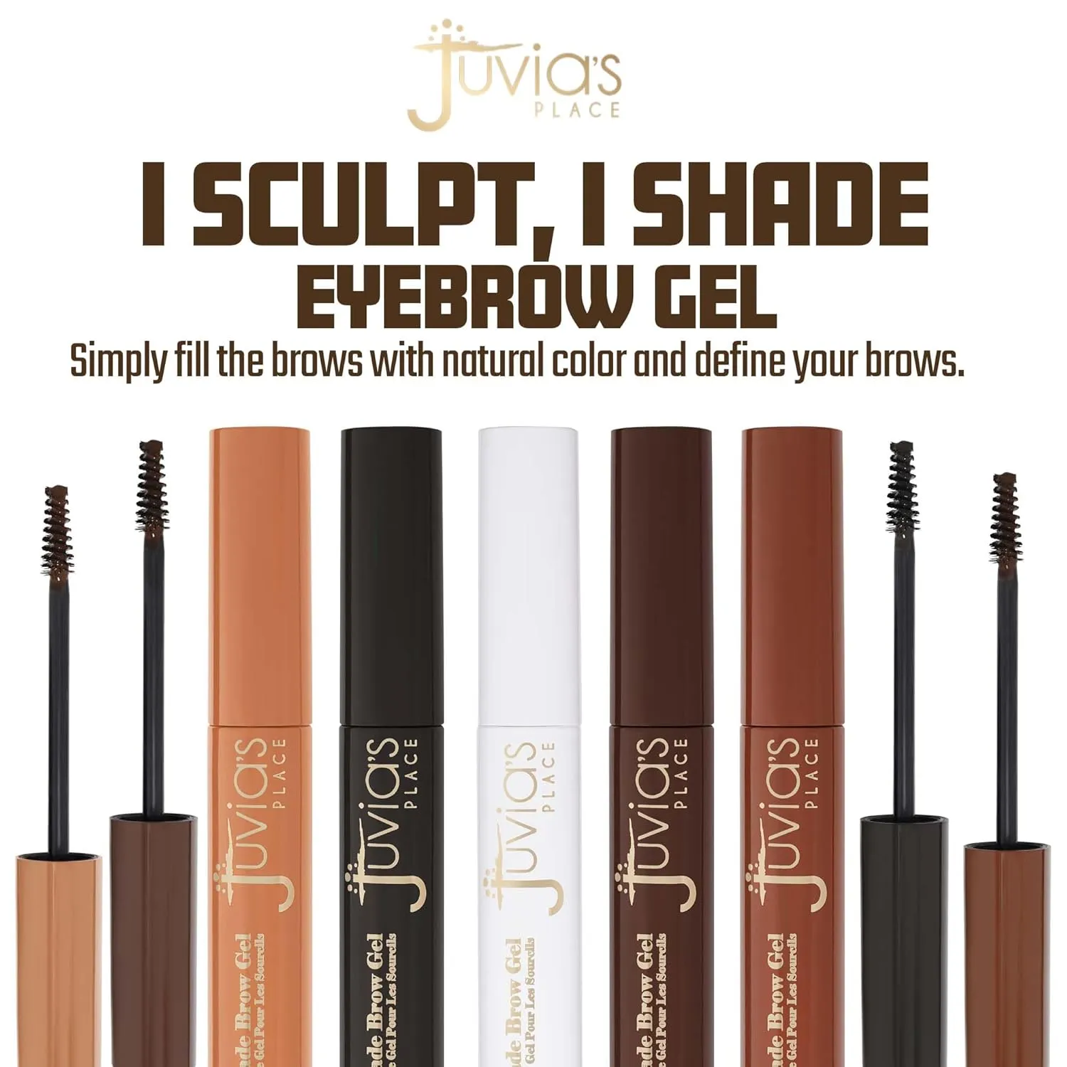 Juvia's Place iSculpt, iShade Eyebrow Gel - Medium Brown, Medium Brown, Waterproof Gel for Eyebrows, Eyebrow Tint, Eyebrows Makeup Enhancer, Filler, Tinted Brow
