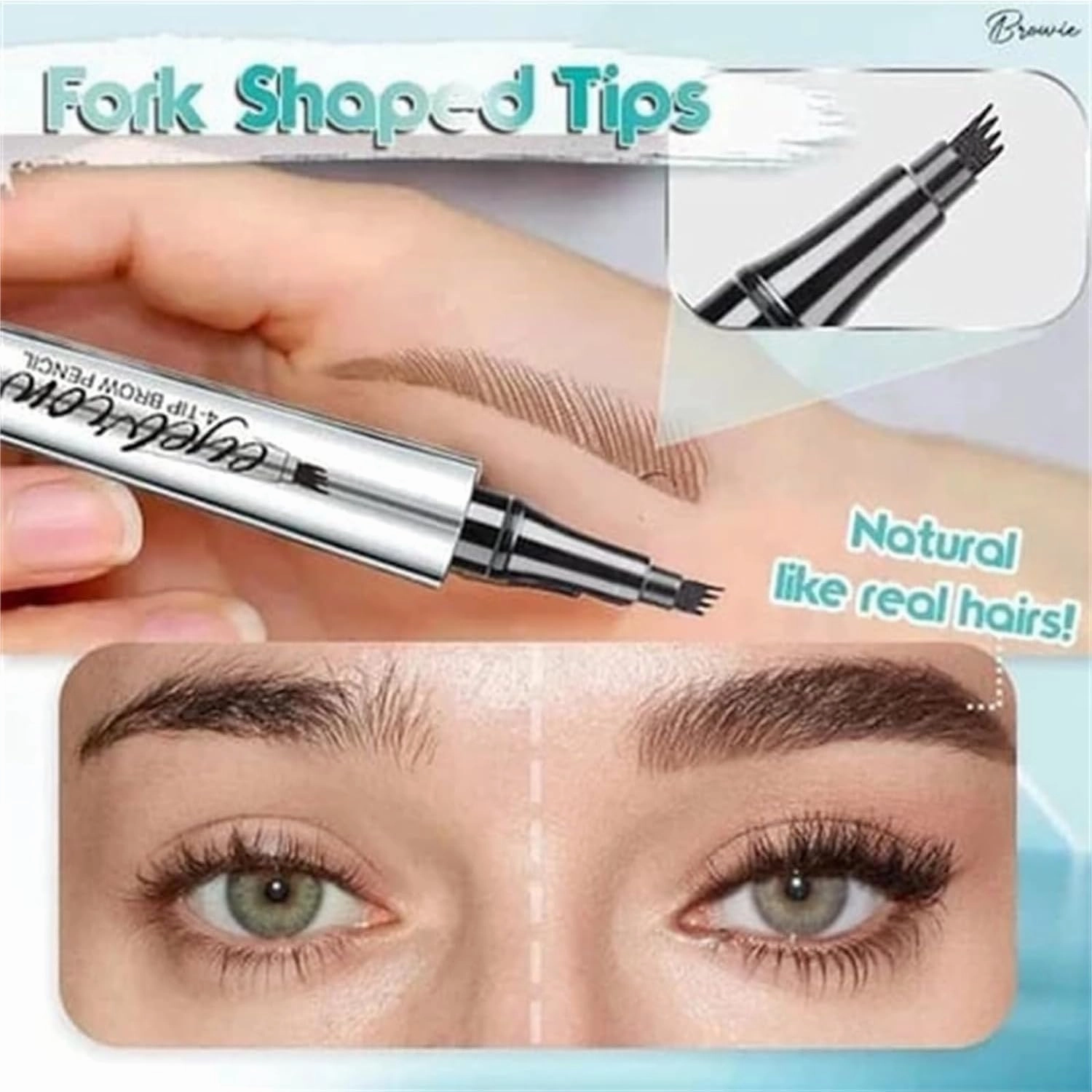 Kaberryfls Waterproof Natural Eyebrow Pen, 3D Waterproof Microblading Eyebrow Pen Kaberryfls, Kaberryfls Eyebrow Pencil, Kaberryfls Eye Brow Pencil 4 Tipped Precise Brow Pen (#1#2)