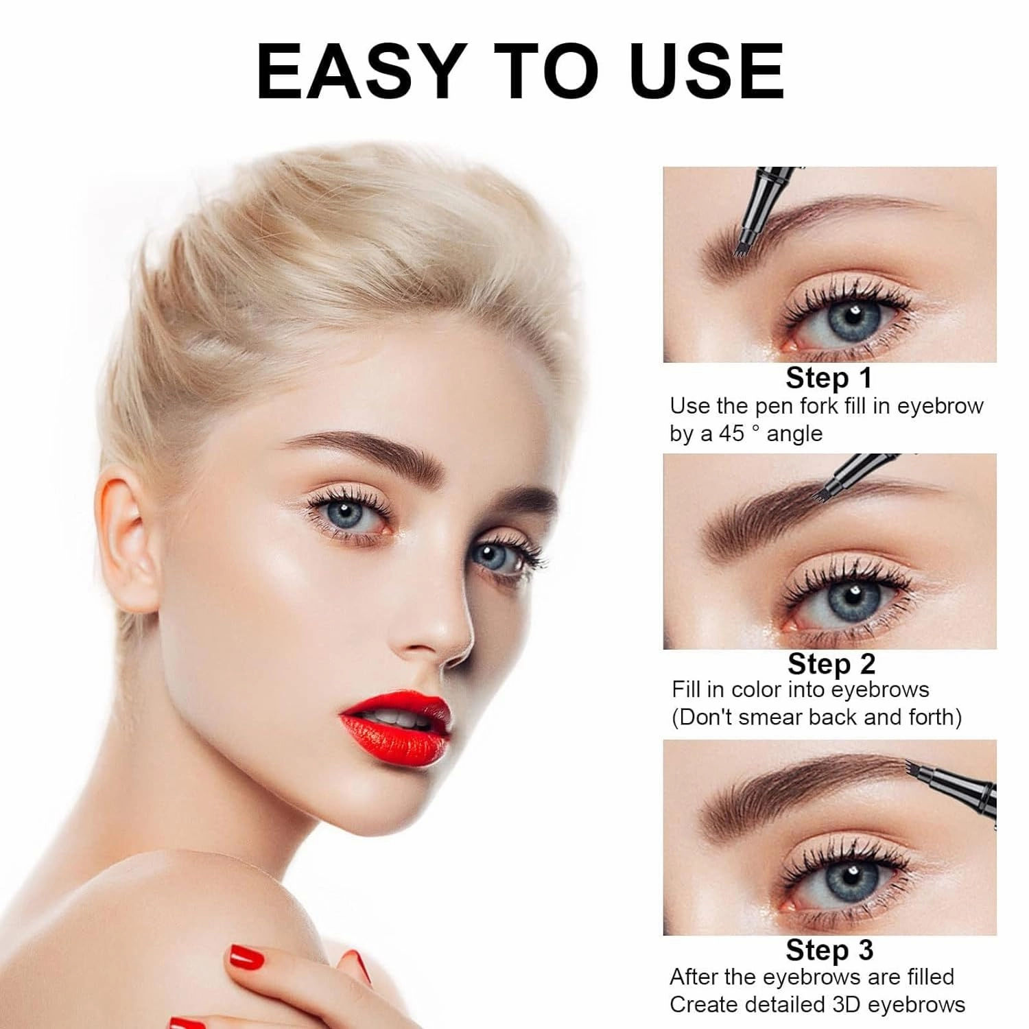 Kaberryfls Waterproof Natural Eyebrow Pen, 3D Waterproof Microblading Eyebrow Pen Kaberryfls, Kaberryfls Eyebrow Pencil, Kaberryfls Eye Brow Pencil 4 Tipped Precise Brow Pen (#1#2)