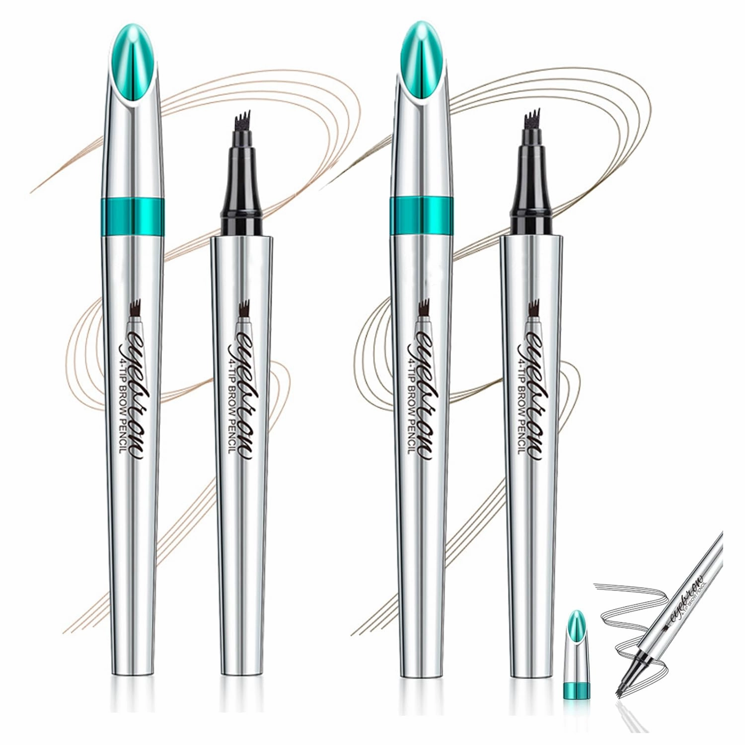 Kaberryfls Waterproof Natural Eyebrow Pen, 3D Waterproof Microblading Eyebrow Pen Kaberryfls, Kaberryfls Eyebrow Pencil, Kaberryfls Eye Brow Pencil 4 Tipped Precise Brow Pen (#1#2)