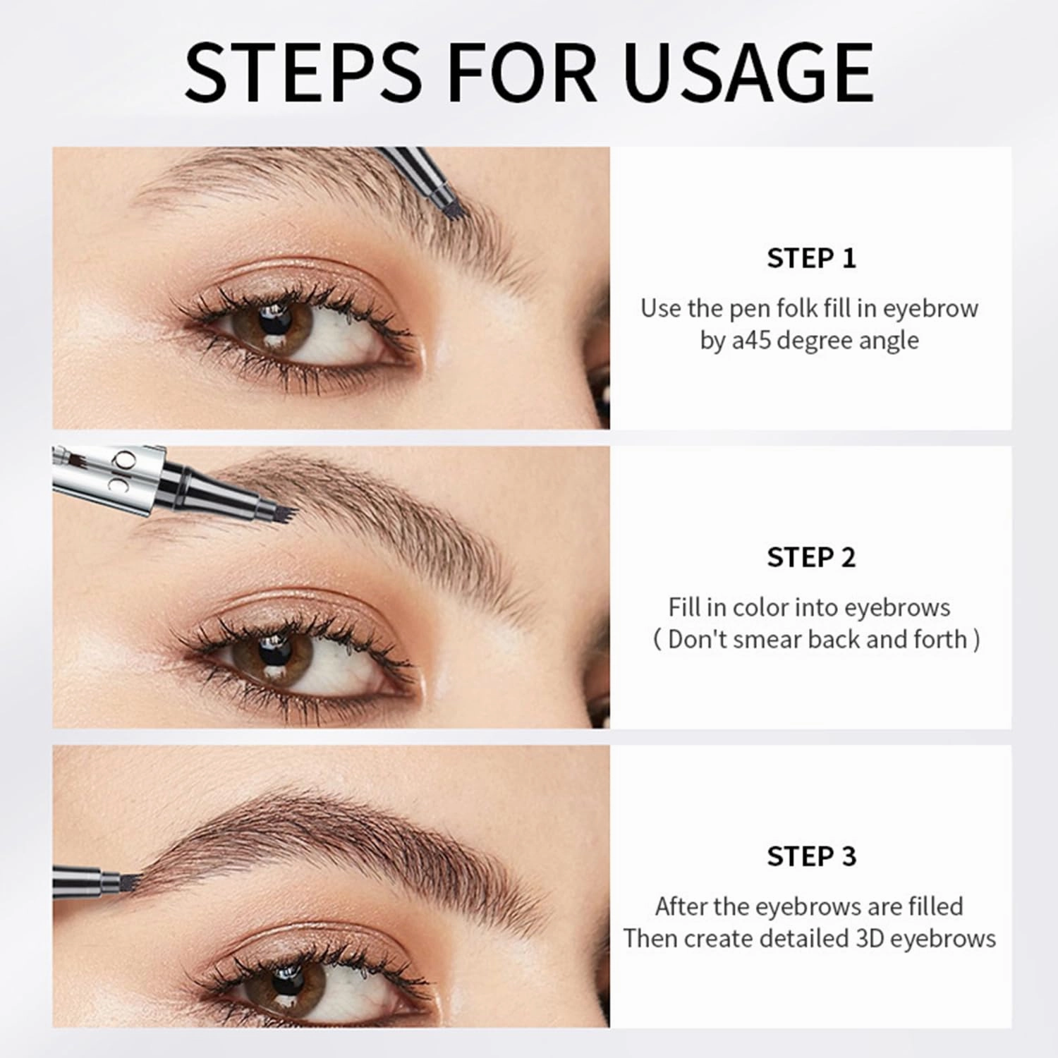 Kaberryfls Waterproof Natural Eyebrow Pen, 3D Waterproof Microblading Eyebrow Pen Kaberryfls, Kaberryfls Eyebrow Pencil, Kaberryfls Eye Brow Pencil 4 Tipped Precise Brow Pen (#1#2)