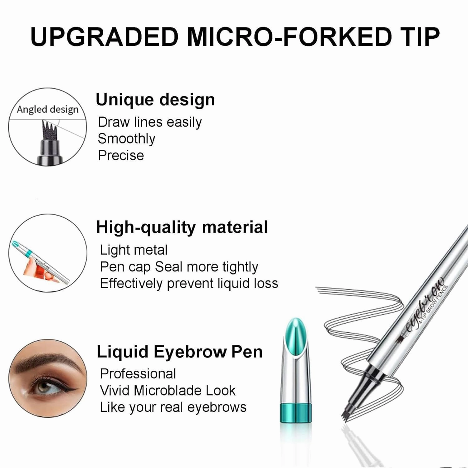 Kaberryfls Waterproof Natural Eyebrow Pen, 3D Waterproof Microblading Eyebrow Pen Kaberryfls, Kaberryfls Eyebrow Pencil, Kaberryfls Eye Brow Pencil 4 Tipped Precise Brow Pen (#1#2)