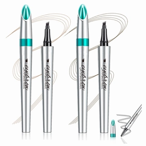 Kaberryfls Waterproof Natural Eyebrow Pen, 3D Waterproof Microblading Eyebrow Pen Kaberryfls, Kaberryfls Eyebrow Pencil, Kaberryfls Eye Brow Pencil 4 Tipped Precise Brow Pen (#1#2)