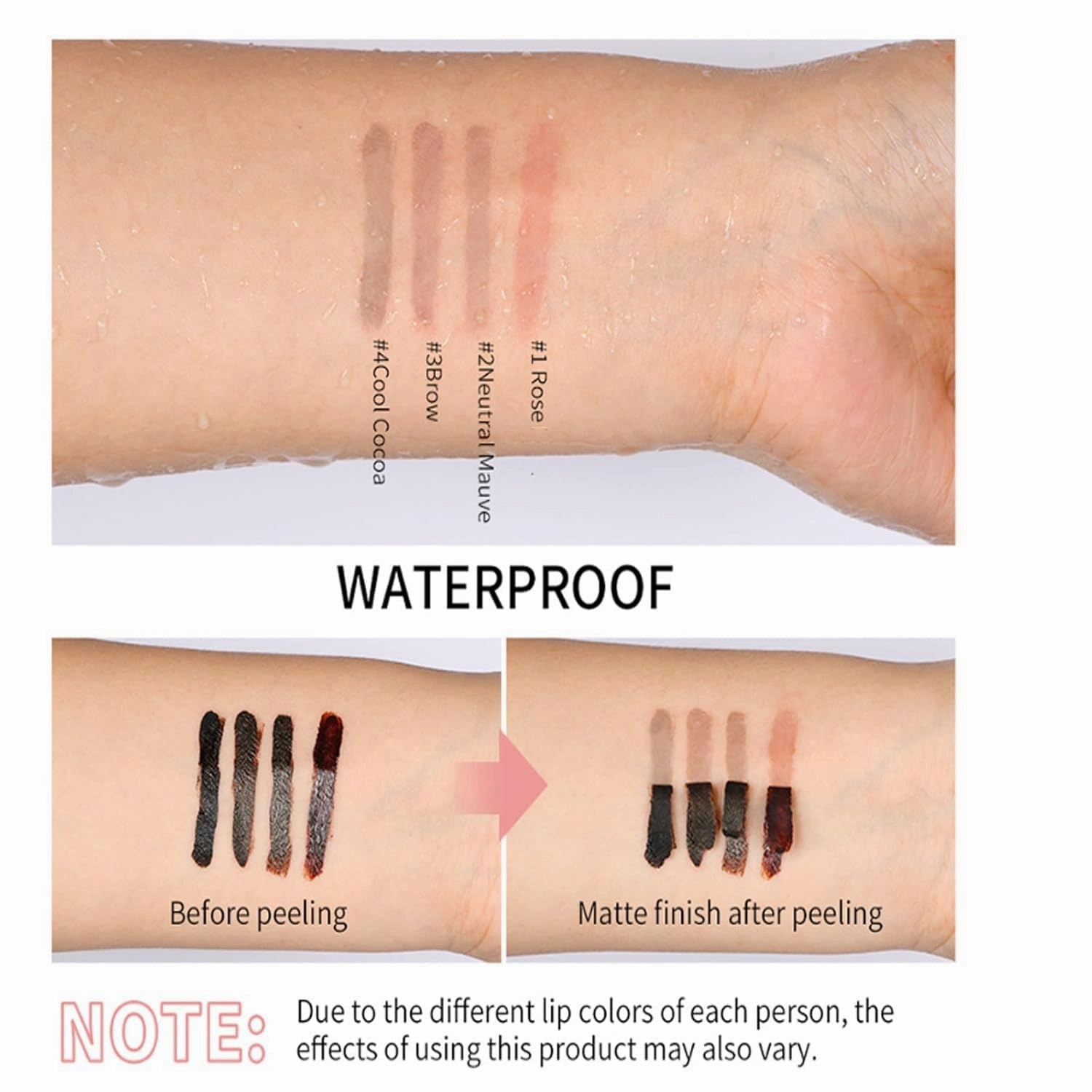 Kassaria Lip Stain, LipStain Long Lasting Waterproof, Transfer Proof, Peel off LipStain Long Lasting (03# Brow)