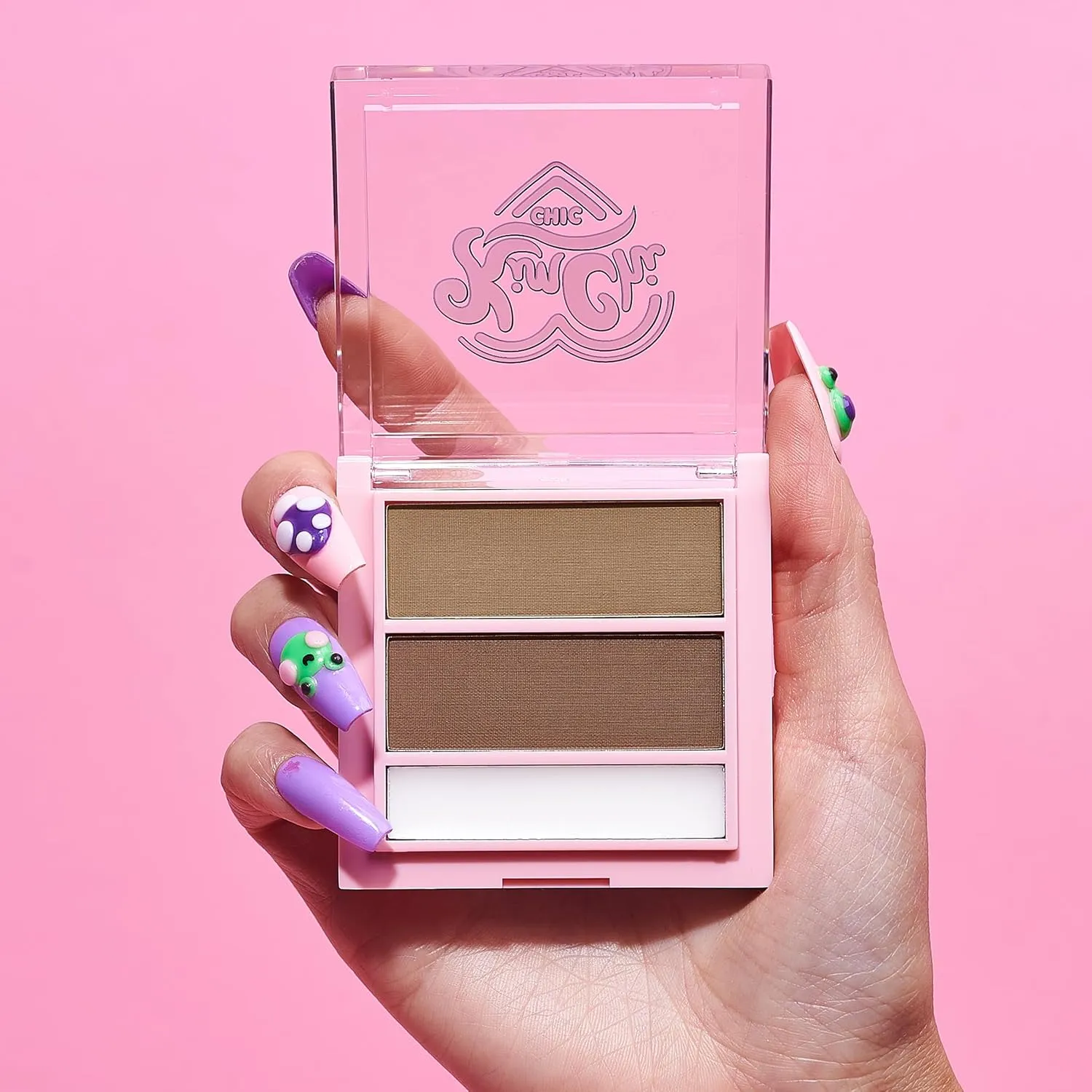 KimChi Chic Kimbrowly Eyebrow Powder Duo with Brow Wax - Natural Looking Brows, 3D Effect, Cruelty Free, Light H 0.27oz