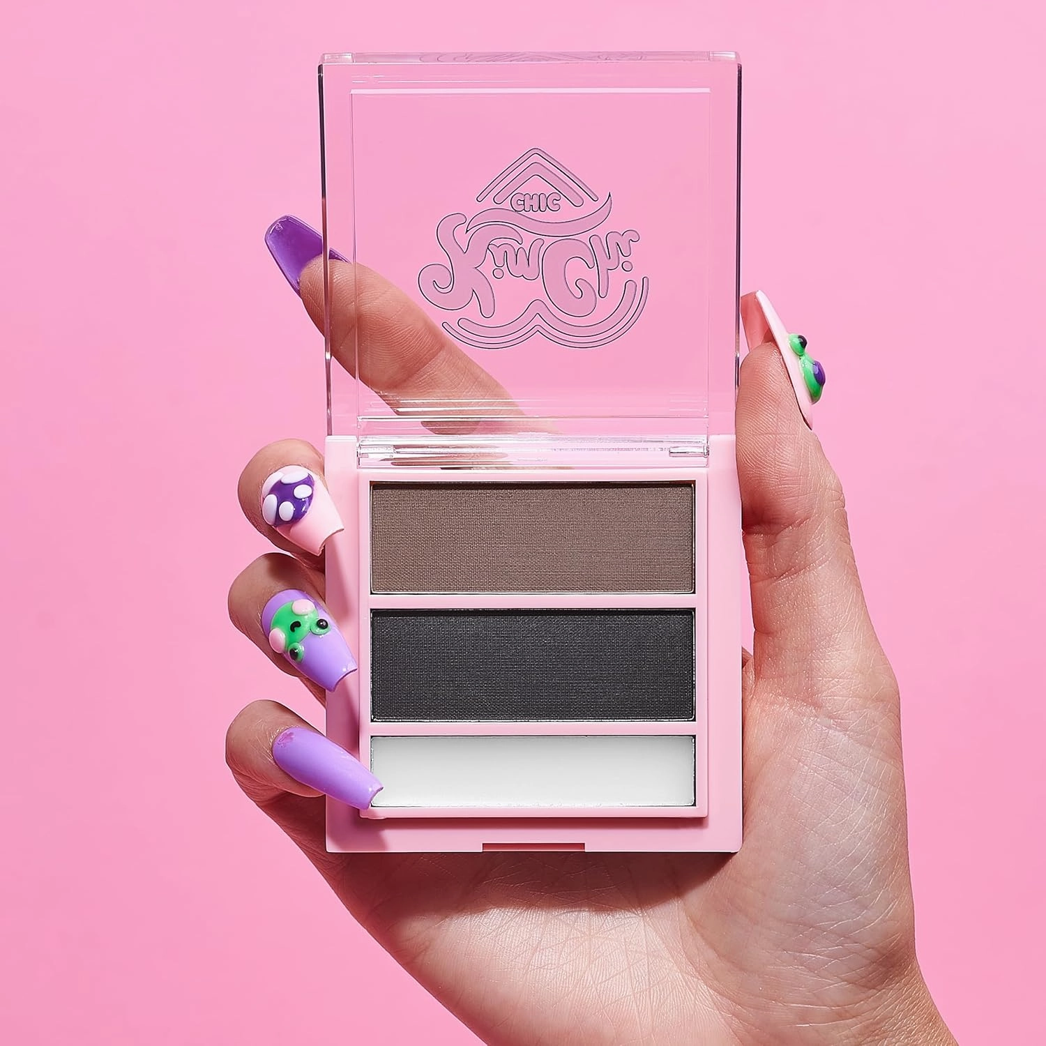 KimChi Chic Kimbrowly Eyebrow Powder Duo with Brow Wax - Natural Looking Brows, 3D Effect, Cruelty Free, Deep Tones E 0.27oz