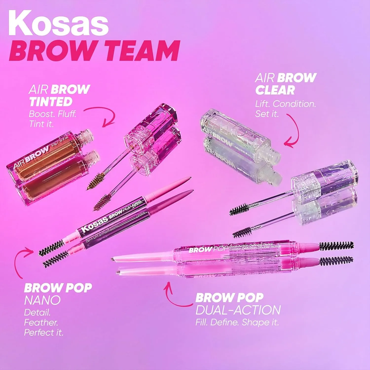 Kosas Air Brow Tinted Gel with Clean, Vegan Ingredients for Fluffy, Full and Healthy Brows, Longwear (Grey)