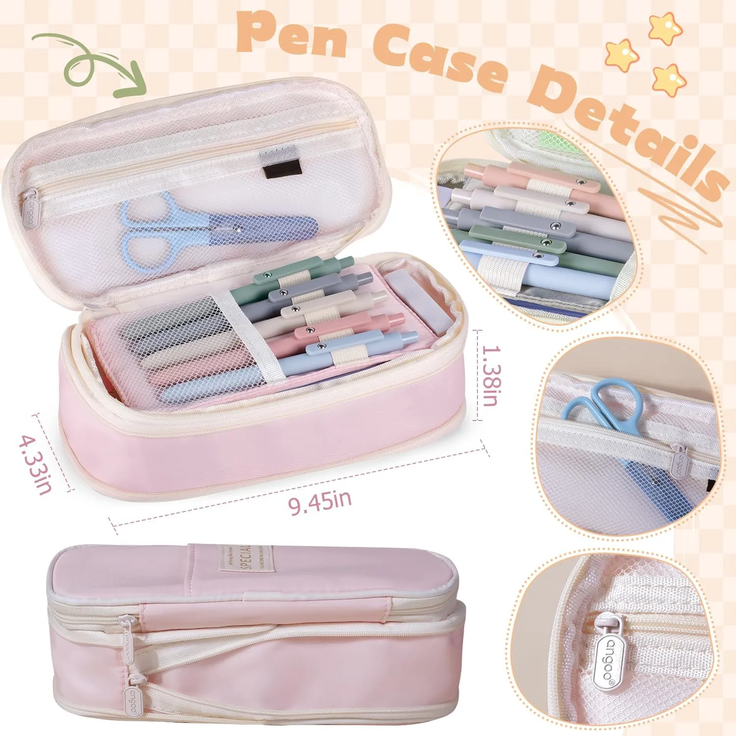 KOUDGY 49Pcs Book Annotation Kit - Aesthetic Pencil Case Bag with Highlighters Gel Pens and Marker, 900 Sheets Transparent Index Tabs Sticky Notes Bible Study Supplies (Pink)