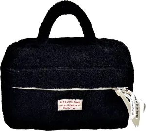 Large Capacity Fuzzy Makeup Bag Soft Plush Preppy Travel Cosmetic Bag Toiletry Bag Makeup Pouch for Teens Women Girls