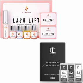 Lash Lift Kit & 10 Sets of Lash & Brow Lift Lotions | Semi-Permanent Salon Supplies for Perming, Curling, and Lifting Eyelashes | Professional Results Lasting 6-8 Weeks | Includes Eye Shields & Pads