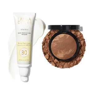 LAURA GELLER Brighten-n-Protect Foundation and SPF Makeup Primer Set: Balance-n-Brighten Toffee and Spackle SPF 30 Primer