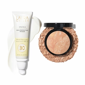 LAURA GELLER Brighten-n-Protect Foundation and SPF Makeup Primer Set: Balance-n-Brighten Light and Spackle SPF 30 Primer