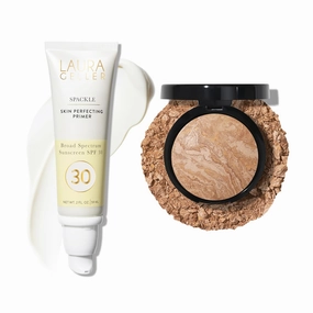 LAURA GELLER Brighten-n-Protect Foundation and SPF Makeup Primer Set: Balance-n-Brighten Medium and Spackle SPF 30 Primer