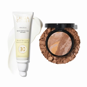 LAURA GELLER Brighten-n-Protect Foundation and SPF Makeup Primer Set: Balance-n-Brighten Tan and Spackle SPF 30 Primer