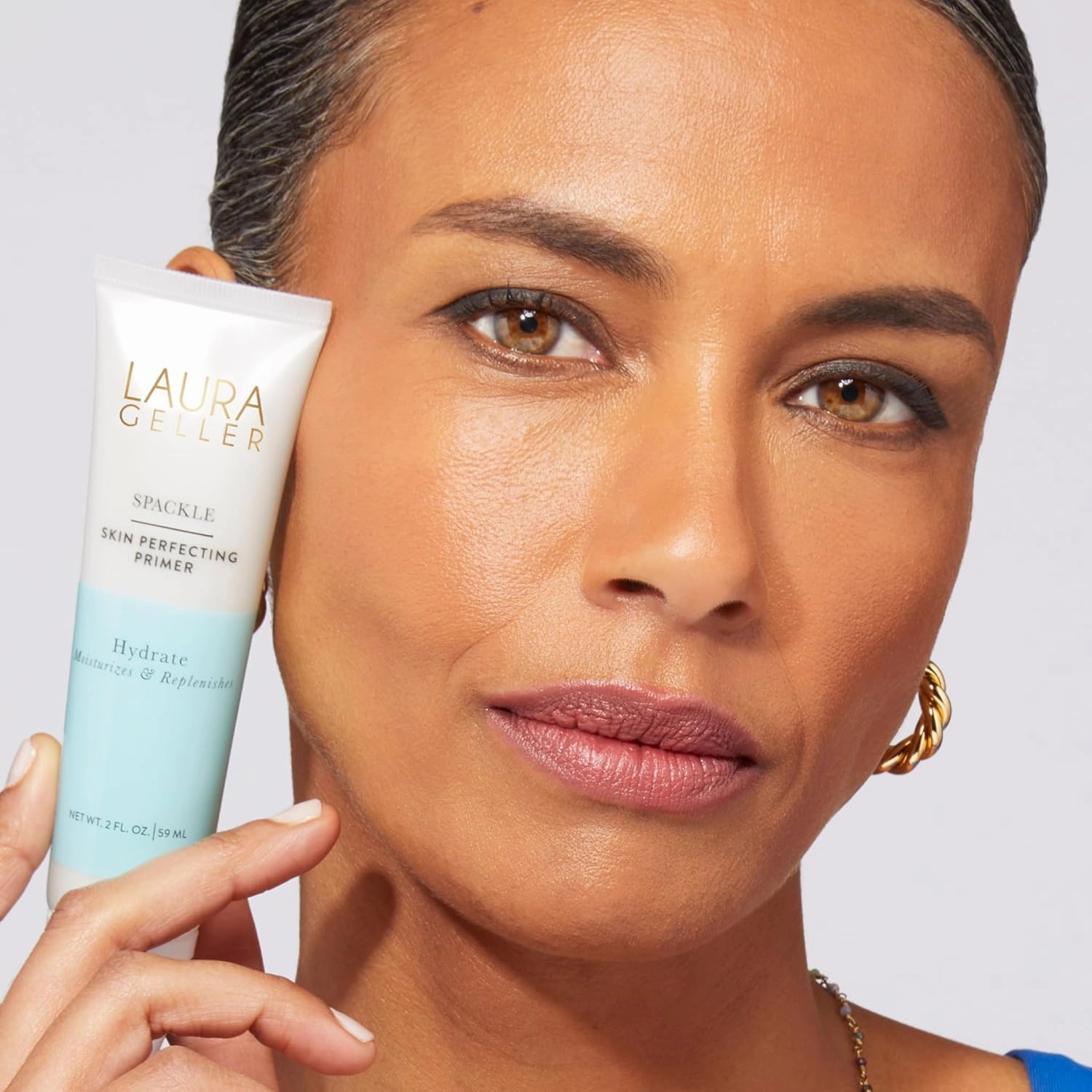 LAURA GELLER NEW YORK Laura's Must-Haves Kit 3pc: Baked Balance-n-Brighten Powder Foundation, Golden Medium   Spackle Skin Perfecting Makeup Primer, Hydrate   Airbrush Round Kabuki Brush