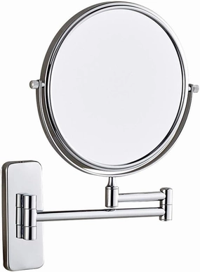 LED Mirror for Bathroom，8-Inch Double-Sided Makeup Vanity Mirror，360° Swivel Wall-Mounted Extendable Round Cosmetic Vanity MirrorsChrome 5X(Chrome,7X)