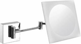 LED Wall-Mounted Makeup Mirror, Chrome Bathroom Vanity Mirror, 360° Swivel Extendable Shaving Mirror with Push Switch