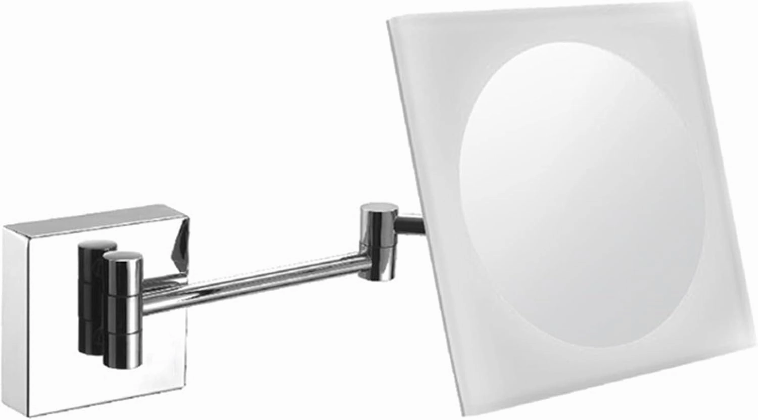 LED Wall-Mounted Makeup Mirror, Chrome Bathroom Vanity Mirror, 360° Swivel Extendable Shaving Mirror with Push Switch