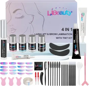 Libeauty Eyelash Lift and Tint Kit Fast Curling Coloring Lash Perm Black Dye Kit With L&C Shapes Lash Lifting Pads Suitable for Salon & Home Use