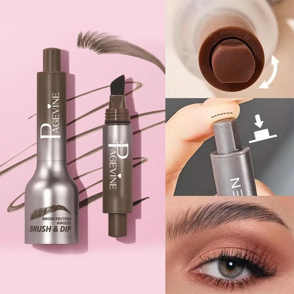 Liftique Brow Brush, Liftique-Instant Brow Brush, Brow Fection 4D Eyebrow Pen, Eyebrow Angled Brush & Dip (4 Colors)