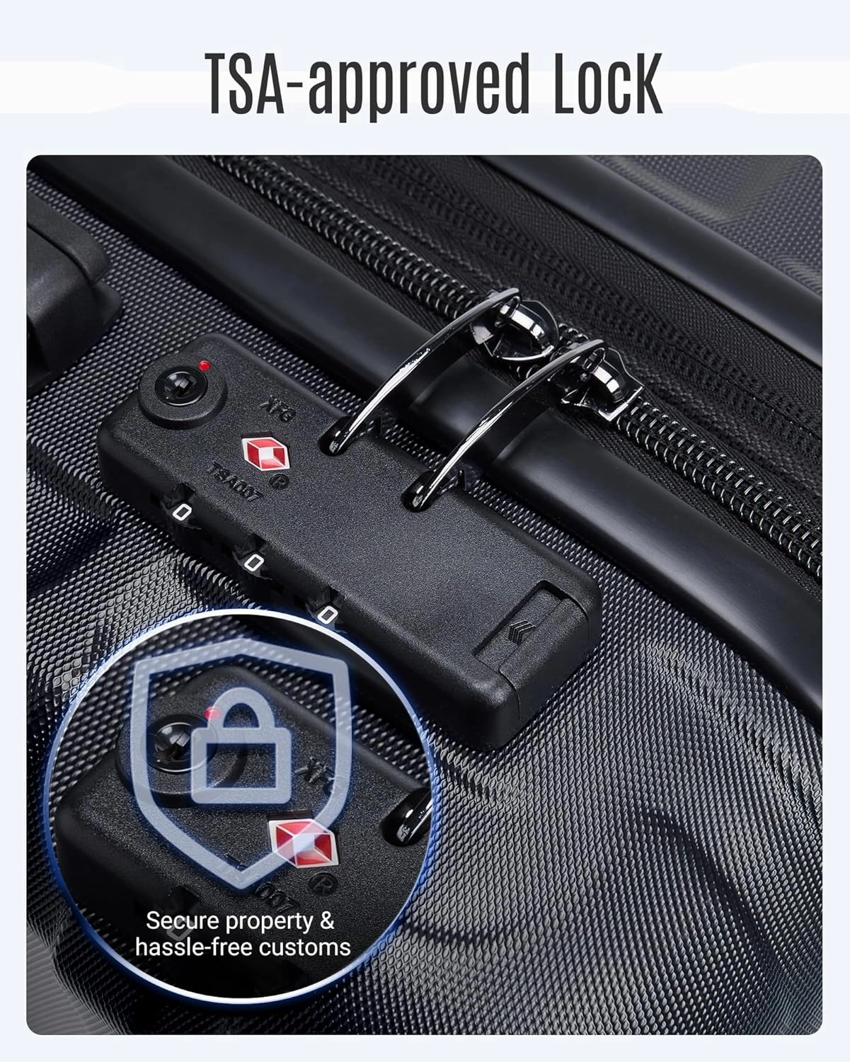 LIGHT FLIGHT Luggage Sets, 3 Piece Durable Suitcase Set with Spinner Wheels, 3 Pcs Hardside Lightweight luggage with TSA Lock, Large Checked Travel Suitcases, 20/24/28 Inch, Black