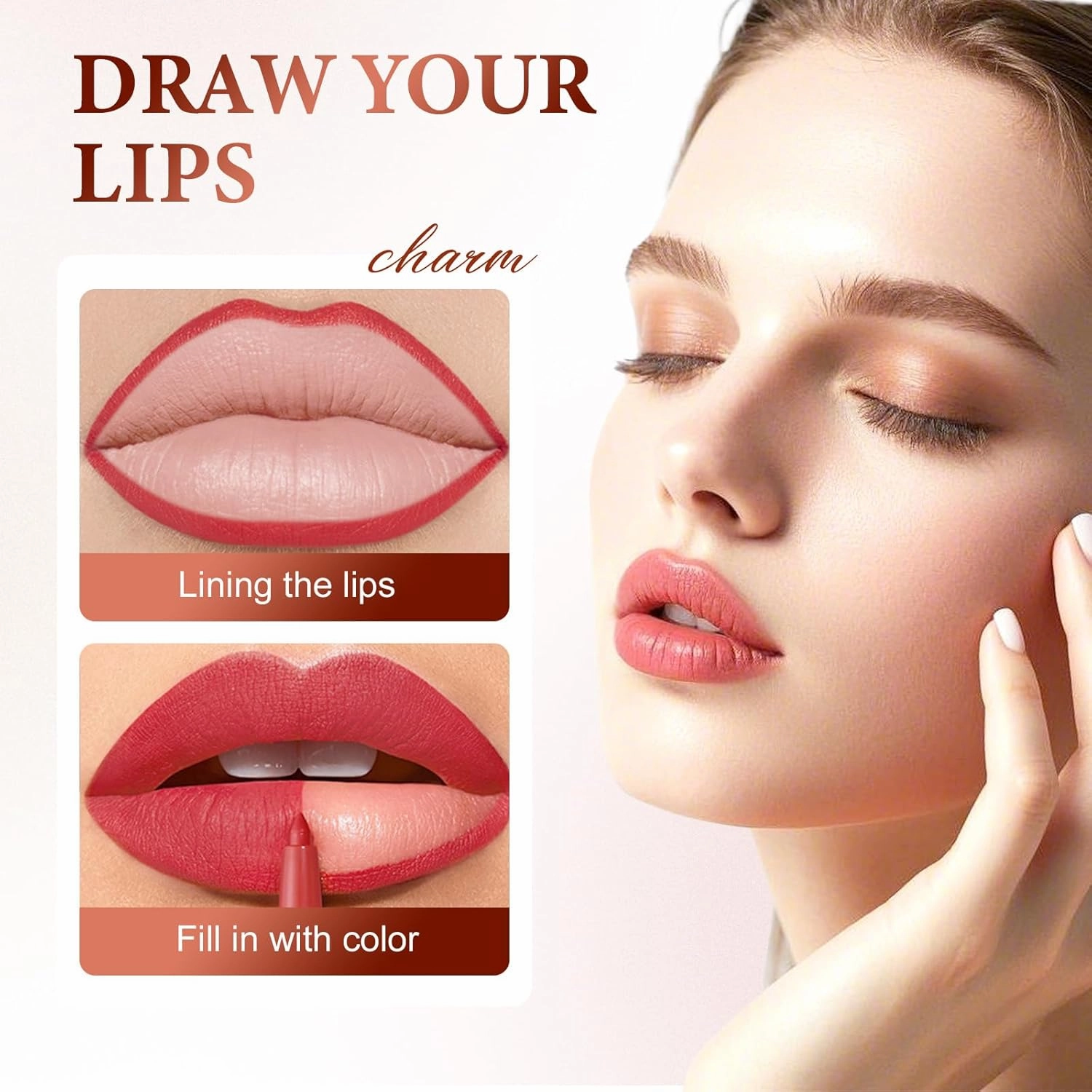 Lip Liner Set, Waterproof Long Wear Lip Gloss, Lip Liner Pencil for Painting Outline Plump Lips, Smooth Creamy Texture Velvet Pigmented Lipstick (01# 02#, one size)