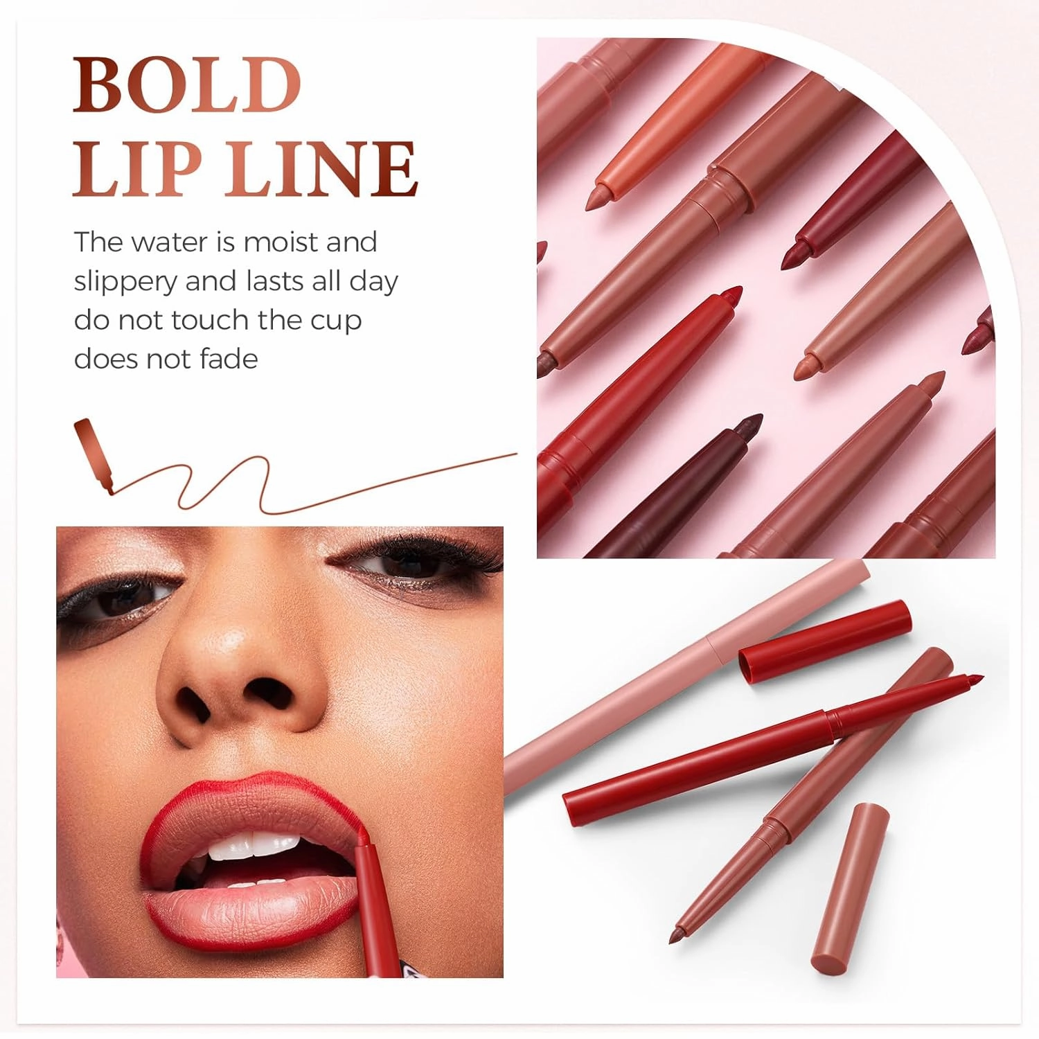 Lip Liner Set, Waterproof Long Wear Lip Gloss, Lip Liner Pencil for Painting Outline Plump Lips, Smooth Creamy Texture Velvet Pigmented Lipstick (01# 02#, one size)