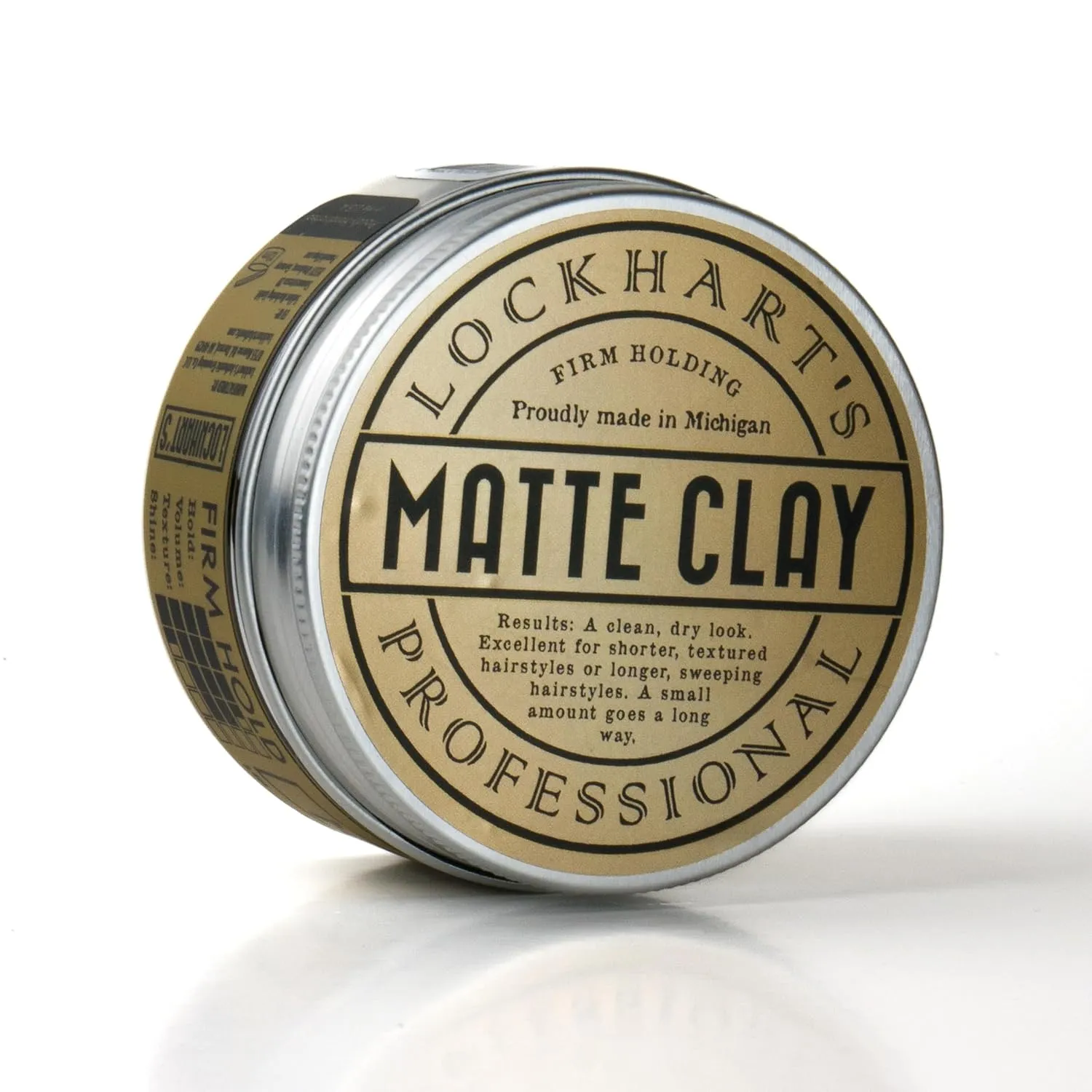 Lockhart’s Professional Matte Clay - Handcrafted Pomades For Men - Made With Kaolin & Beeswax - Medium/Firm Hold, Natural Matte Finish - Handcrafted Styling Clay for Textured Looks (3.4oz)