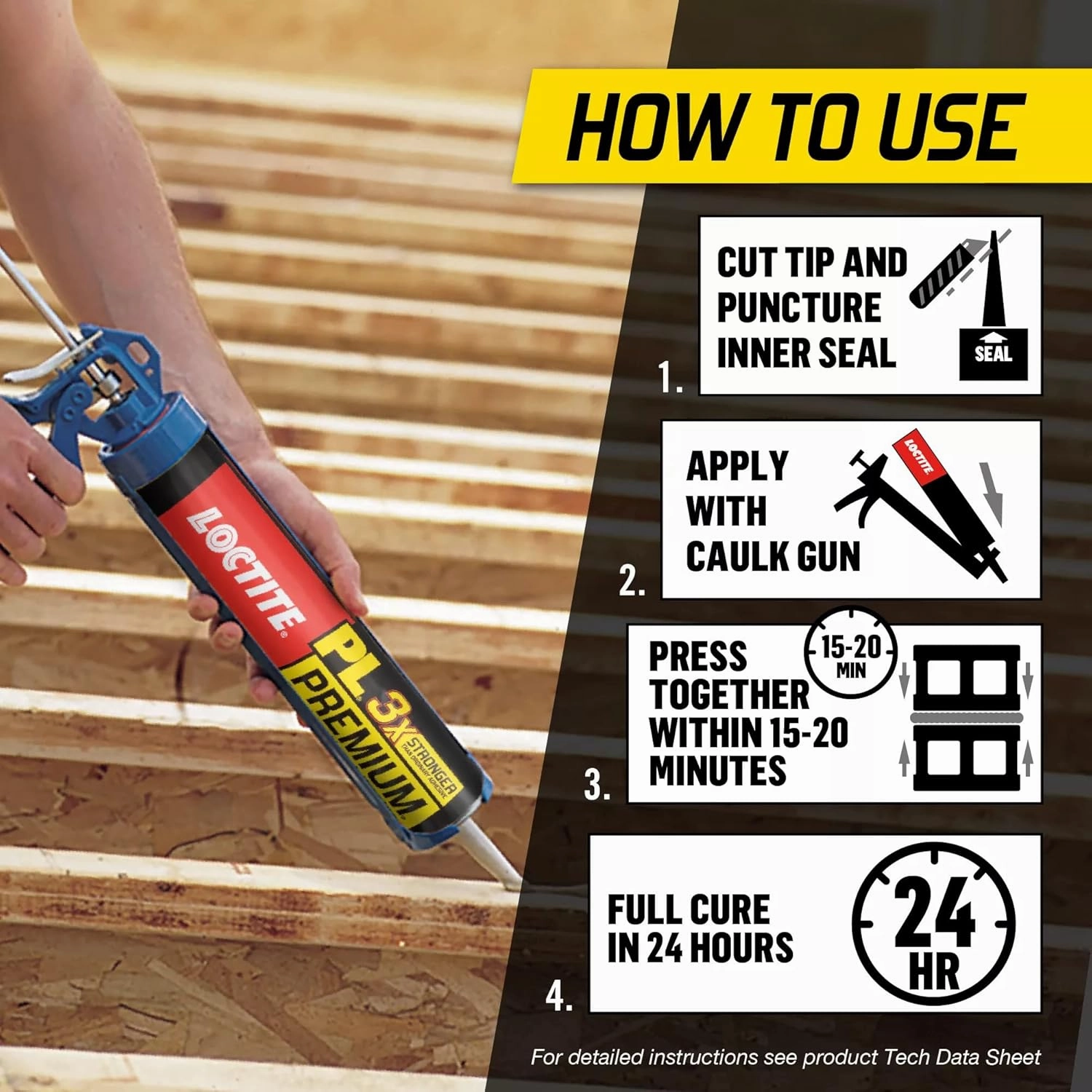 Loctite PL Premium Polyurethane Construction Adhesive, Versatile Construction Glue for Wood, Concrete, Stone, Metal & More- 10 fl oz, Cartridge, 6 Pack
