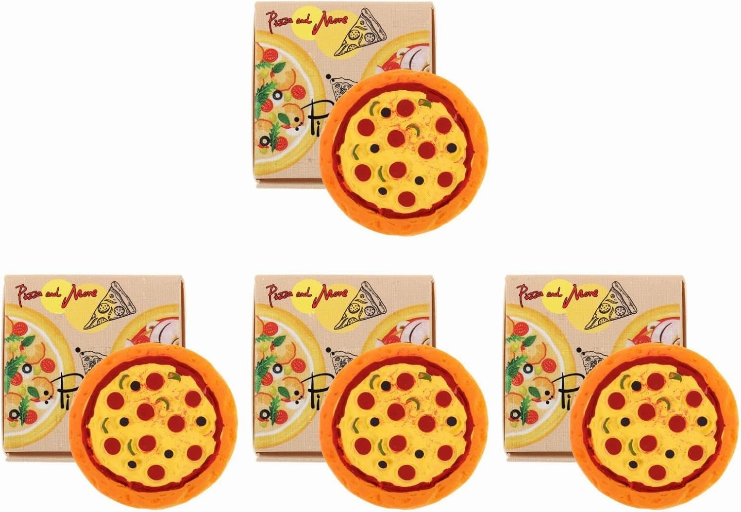 LOGOFUN 8 Sets Of Miniature Pizza Box Dollhouse Pizza Model and Pizza Packing Box Mini Pizza Toys Props for Dollhouse Decorations