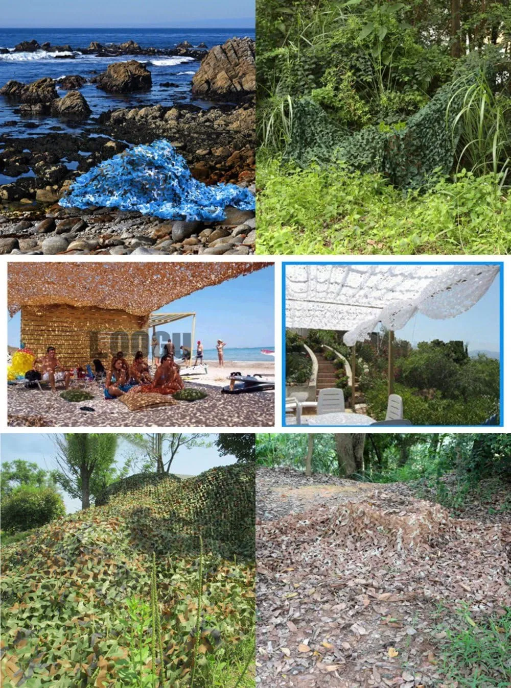 LOOGU Custom Woodland Camo Netting Camping Military Hunting Camouflage Net 6.5 x 10ft, 6.5 x 26ft, 10 x 10ft, 10 x 13ft, 10 x 16.5ft, 13 x 16.5ft, 16.5 x 20ft, 20 x 20ft