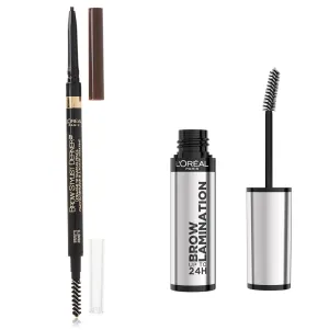 L’Oréal Paris Eyebrow Makeup Duo, Includes Brow Stylist Definer Brown Eyebrow Pencil and Infallible Brow Lamination Clear Brow Gel for Defined, Lifted Brows, 1 Kit