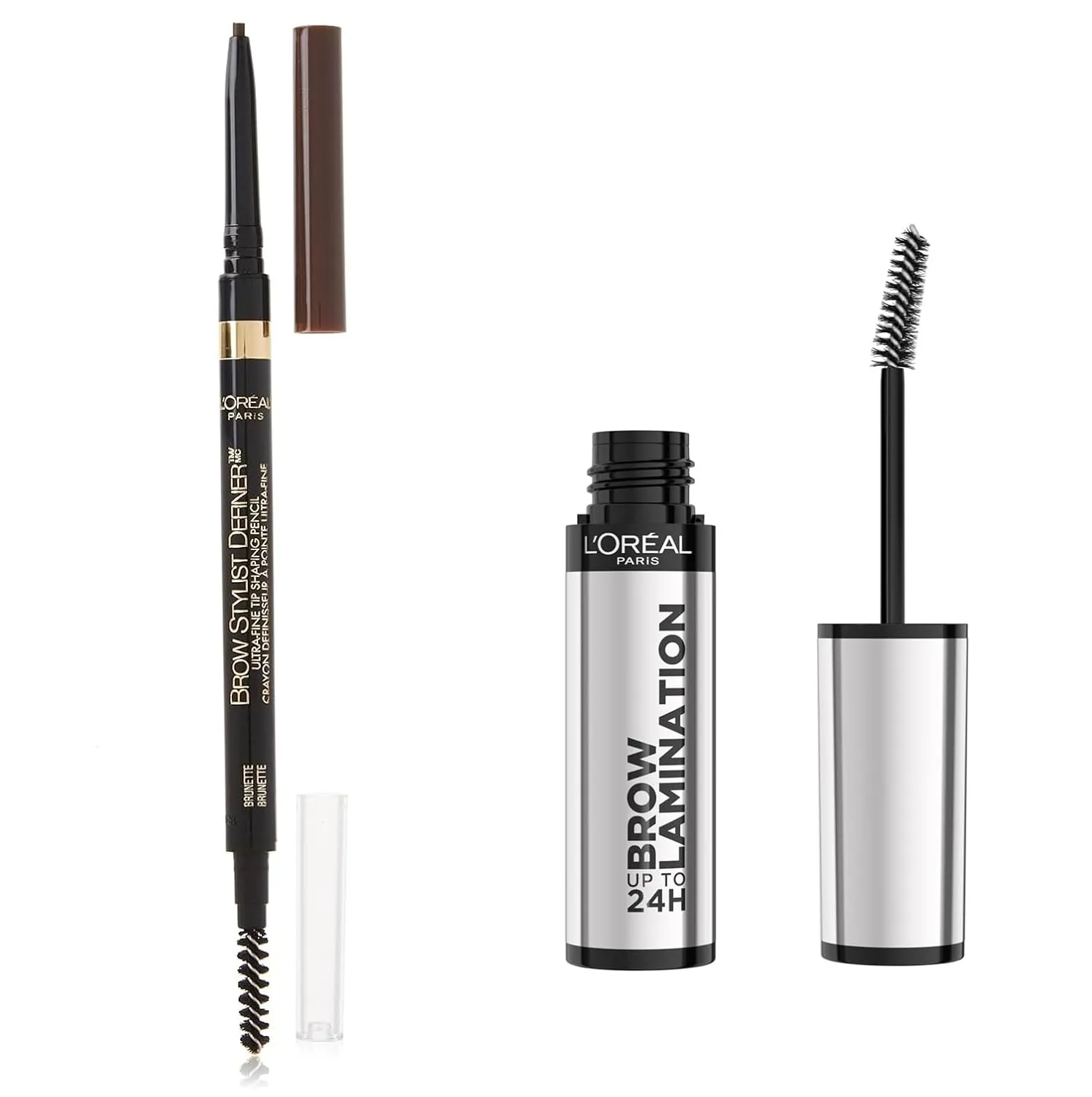 L’Oréal Paris Eyebrow Makeup Duo, Includes Brow Stylist Definer Brown Eyebrow Pencil and Infallible Brow Lamination Clear Brow Gel for Defined, Lifted Brows, 1 Kit